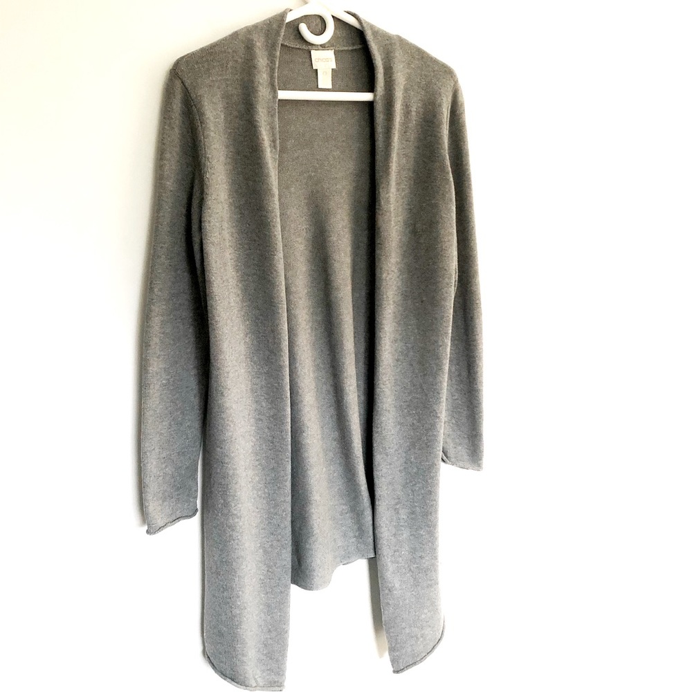 Chico’s Open Long Cardigan Gray Mixed Material